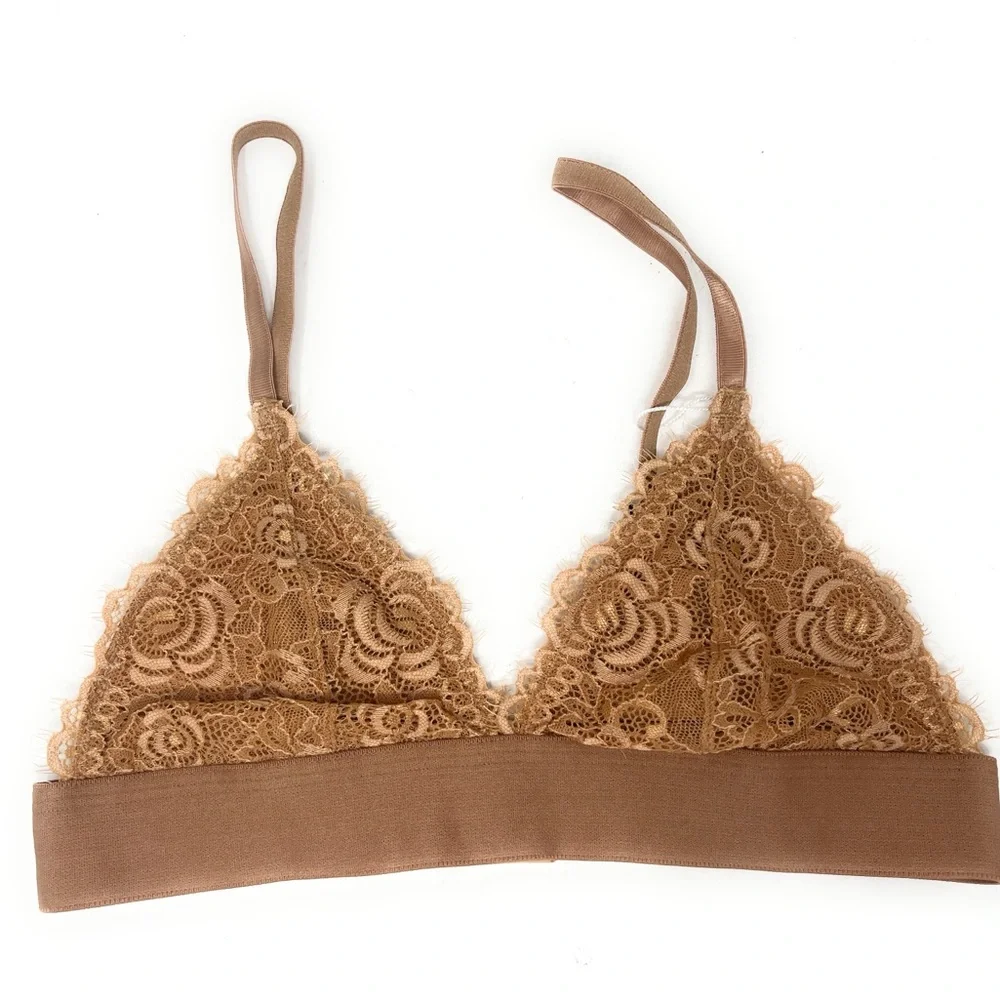 Pepper Bra Size Small Tuscan Everyday Lace Bralette Triangle Tan Lacy NWT NEW - Picture 1 of 7